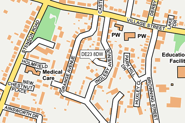 DE23 8DW map - OS OpenMap – Local (Ordnance Survey)