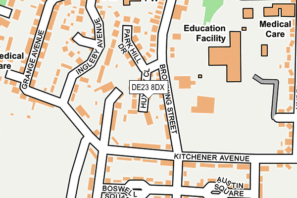 DE23 8DX map - OS OpenMap – Local (Ordnance Survey)