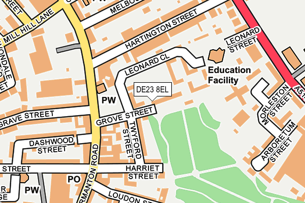 DE23 8EL map - OS OpenMap – Local (Ordnance Survey)