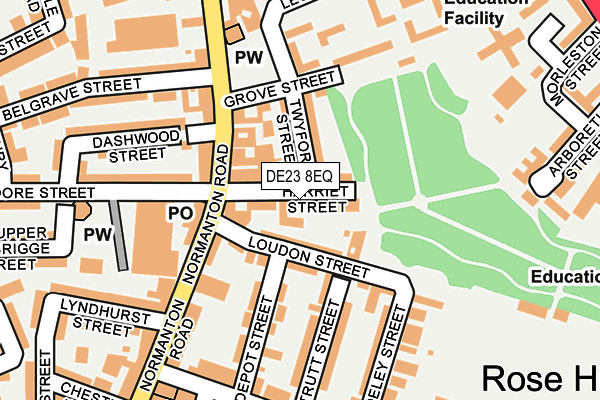 DE23 8EQ map - OS OpenMap – Local (Ordnance Survey)