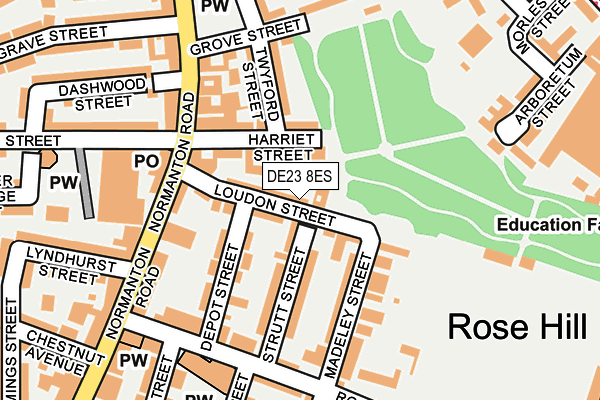 DE23 8ES map - OS OpenMap – Local (Ordnance Survey)