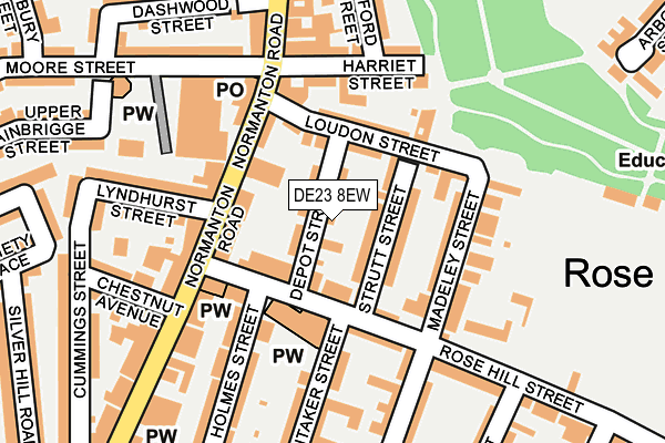 DE23 8EW map - OS OpenMap – Local (Ordnance Survey)