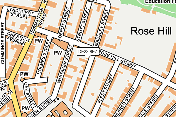 DE23 8EZ map - OS OpenMap – Local (Ordnance Survey)