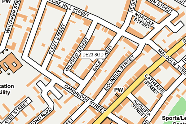 DE23 8GD map - OS OpenMap – Local (Ordnance Survey)