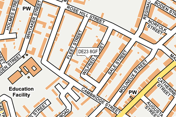 DE23 8GF map - OS OpenMap – Local (Ordnance Survey)