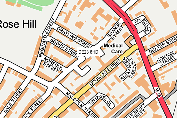 DE23 8HD map - OS OpenMap – Local (Ordnance Survey)