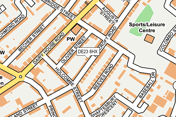 DE23 8HX map - OS OpenMap – Local (Ordnance Survey)