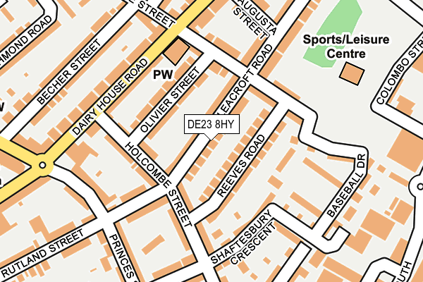 DE23 8HY map - OS OpenMap – Local (Ordnance Survey)