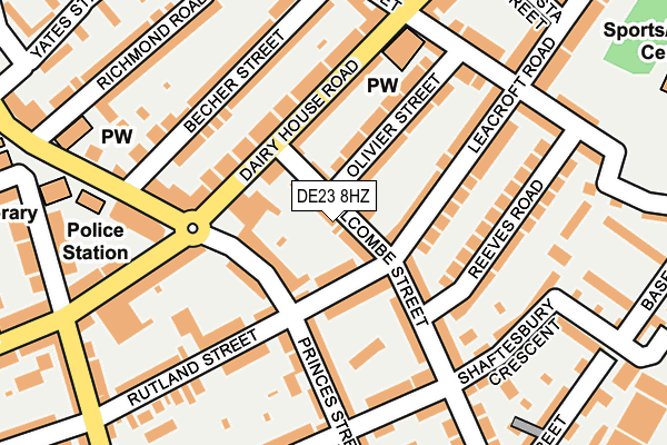 DE23 8HZ map - OS OpenMap – Local (Ordnance Survey)