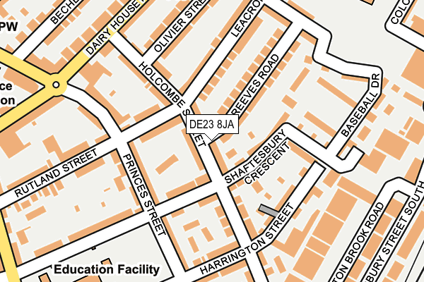 DE23 8JA map - OS OpenMap – Local (Ordnance Survey)