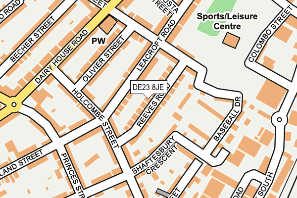 DE23 8JE map - OS OpenMap – Local (Ordnance Survey)