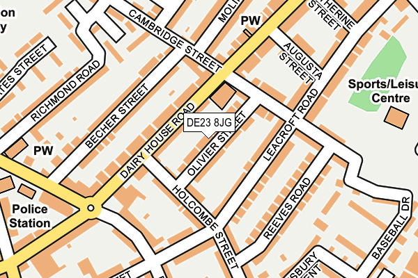 DE23 8JG map - OS OpenMap – Local (Ordnance Survey)
