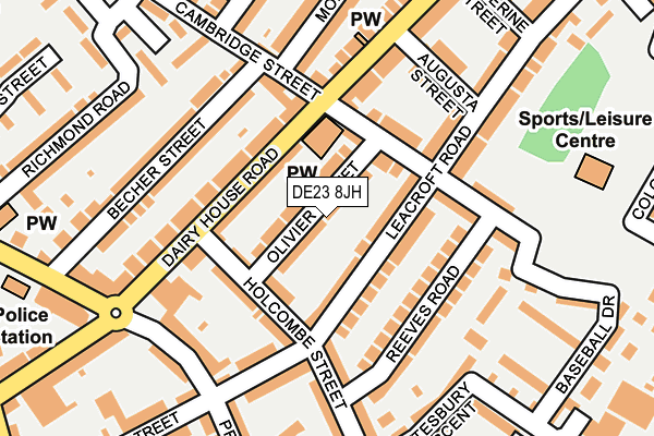 DE23 8JH map - OS OpenMap – Local (Ordnance Survey)