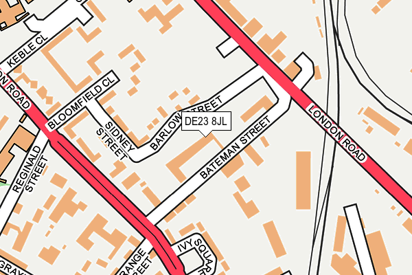 DE23 8JL map - OS OpenMap – Local (Ordnance Survey)