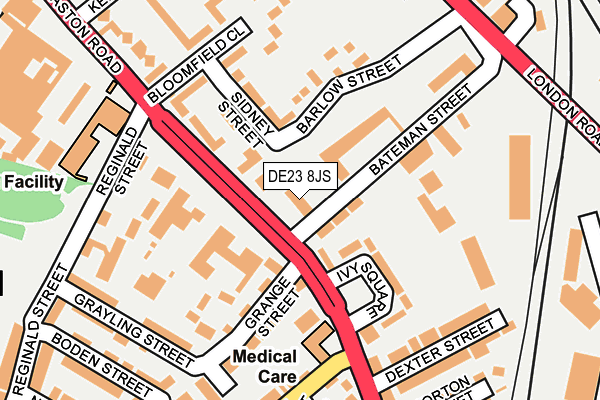 DE23 8JS map - OS OpenMap – Local (Ordnance Survey)