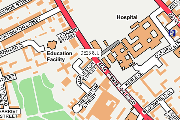 DE23 8JU map - OS OpenMap – Local (Ordnance Survey)