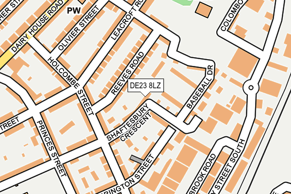 DE23 8LZ map - OS OpenMap – Local (Ordnance Survey)