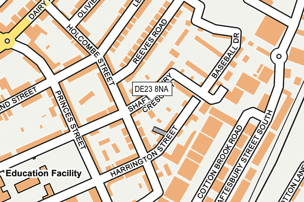 DE23 8NA map - OS OpenMap – Local (Ordnance Survey)