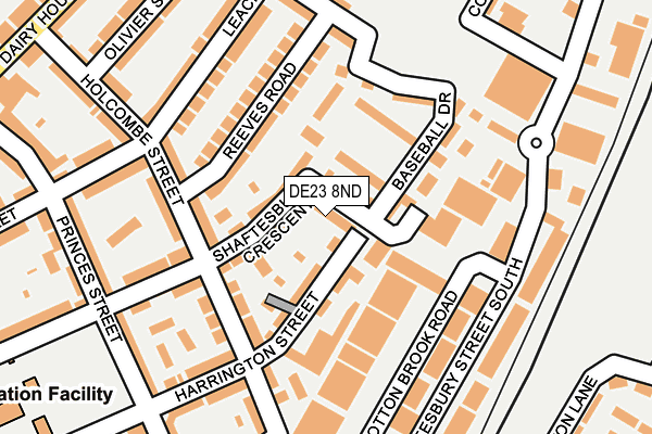 DE23 8ND map - OS OpenMap – Local (Ordnance Survey)