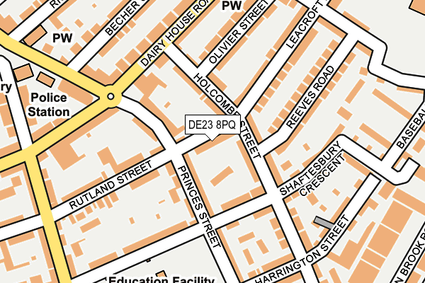 DE23 8PQ map - OS OpenMap – Local (Ordnance Survey)