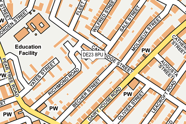 DE23 8PU map - OS OpenMap – Local (Ordnance Survey)