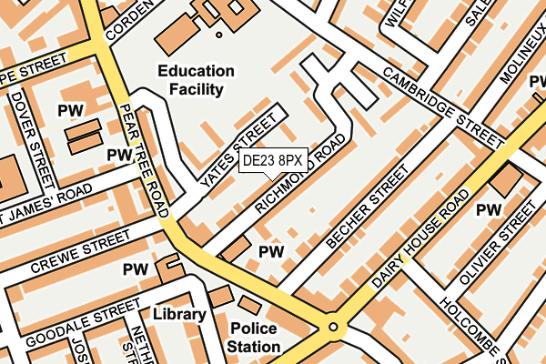 DE23 8PX map - OS OpenMap – Local (Ordnance Survey)