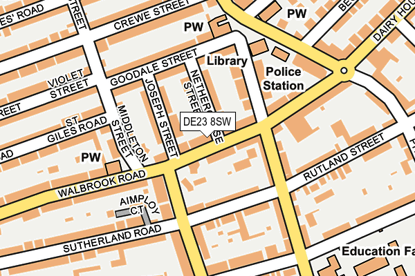DE23 8SW map - OS OpenMap – Local (Ordnance Survey)