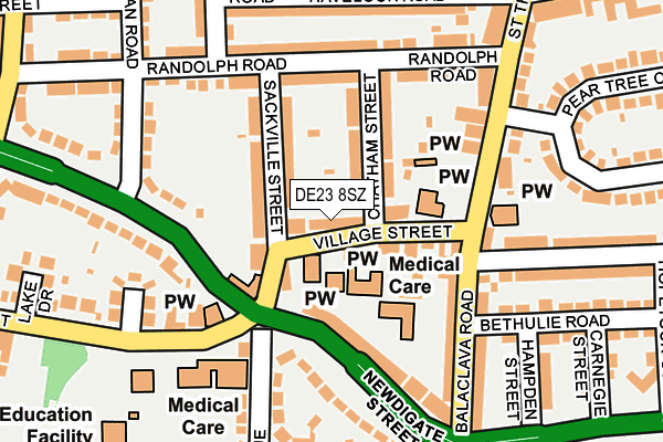 DE23 8SZ map - OS OpenMap – Local (Ordnance Survey)