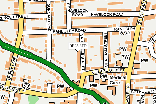 DE23 8TD map - OS OpenMap – Local (Ordnance Survey)