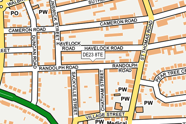 DE23 8TE map - OS OpenMap – Local (Ordnance Survey)