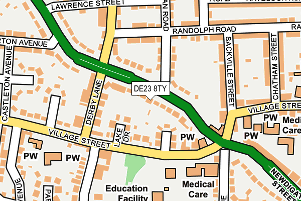 DE23 8TY map - OS OpenMap – Local (Ordnance Survey)
