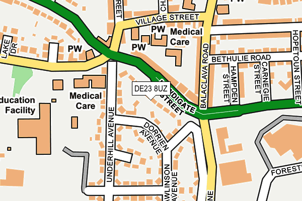 DE23 8UZ map - OS OpenMap – Local (Ordnance Survey)