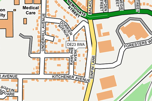 DE23 8WA map - OS OpenMap – Local (Ordnance Survey)