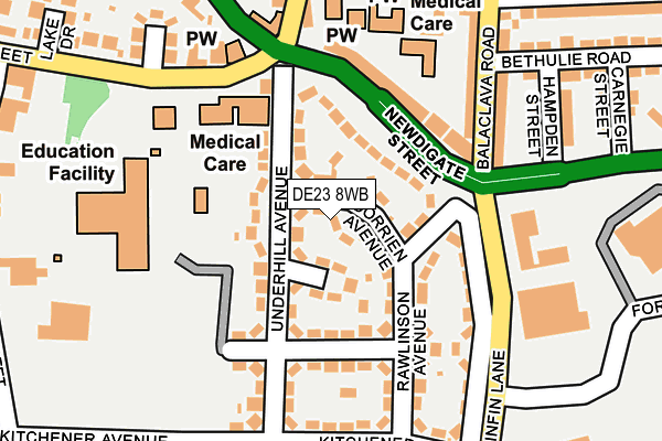 DE23 8WB map - OS OpenMap – Local (Ordnance Survey)