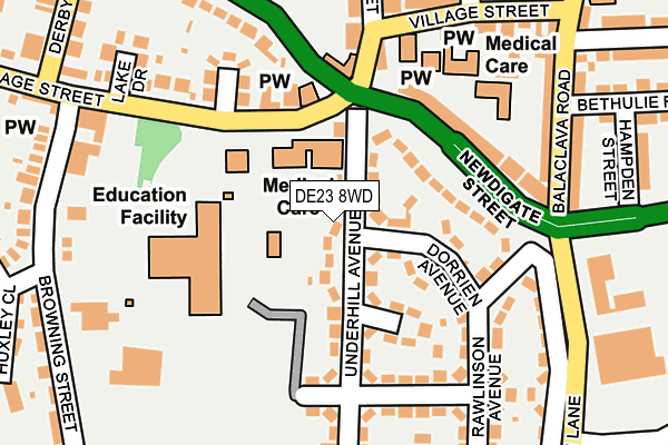 DE23 8WD map - OS OpenMap – Local (Ordnance Survey)