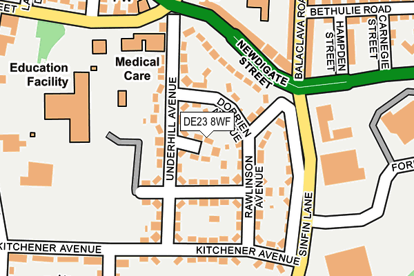 DE23 8WF map - OS OpenMap – Local (Ordnance Survey)