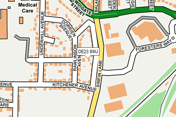 DE23 8WJ map - OS OpenMap – Local (Ordnance Survey)