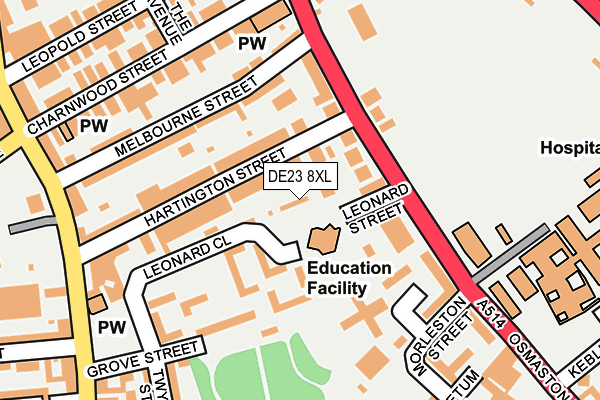 DE23 8XL map - OS OpenMap – Local (Ordnance Survey)