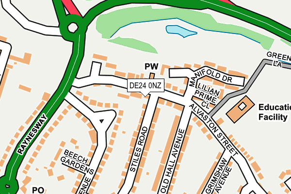 DE24 0NZ map - OS OpenMap – Local (Ordnance Survey)