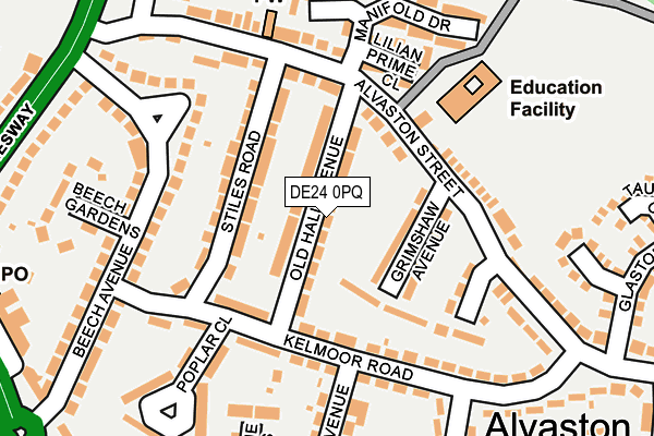 DE24 0PQ map - OS OpenMap – Local (Ordnance Survey)