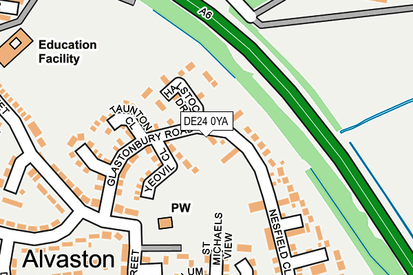 DE24 0YA map - OS OpenMap – Local (Ordnance Survey)