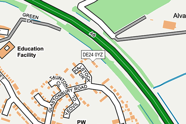 DE24 0YZ map - OS OpenMap – Local (Ordnance Survey)