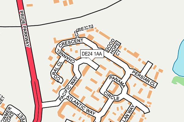 DE24 1AA map - OS OpenMap – Local (Ordnance Survey)
