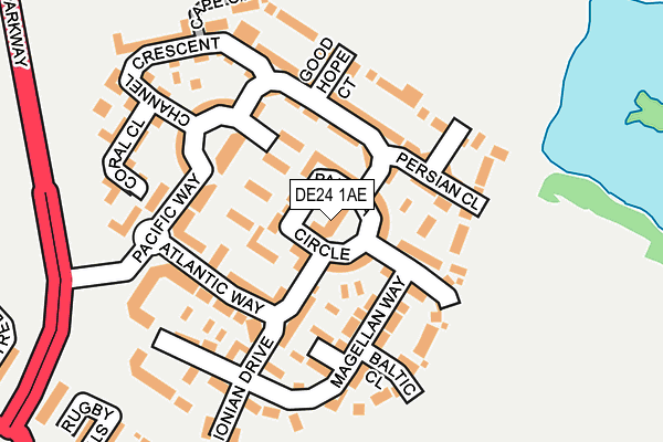 DE24 1AE map - OS OpenMap – Local (Ordnance Survey)