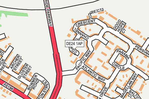 DE24 1AP map - OS OpenMap – Local (Ordnance Survey)