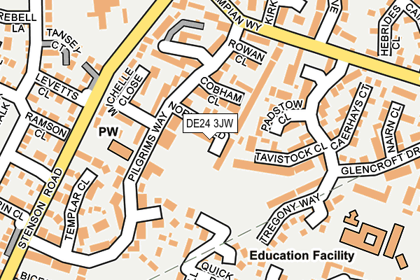 DE24 3JW map - OS OpenMap – Local (Ordnance Survey)