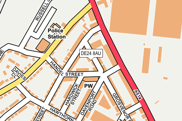 DE24 8AU map - OS OpenMap – Local (Ordnance Survey)