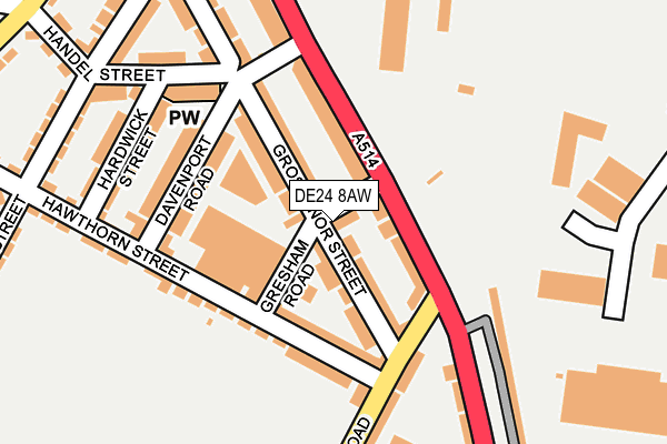 DE24 8AW map - OS OpenMap – Local (Ordnance Survey)