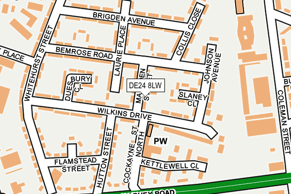 DE24 8LW map - OS OpenMap – Local (Ordnance Survey)