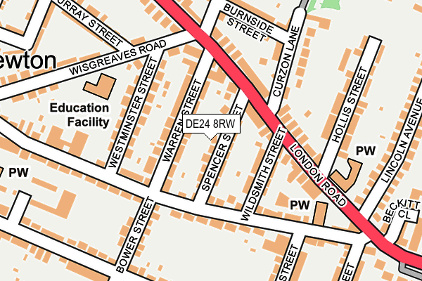 DE24 8RW map - OS OpenMap – Local (Ordnance Survey)